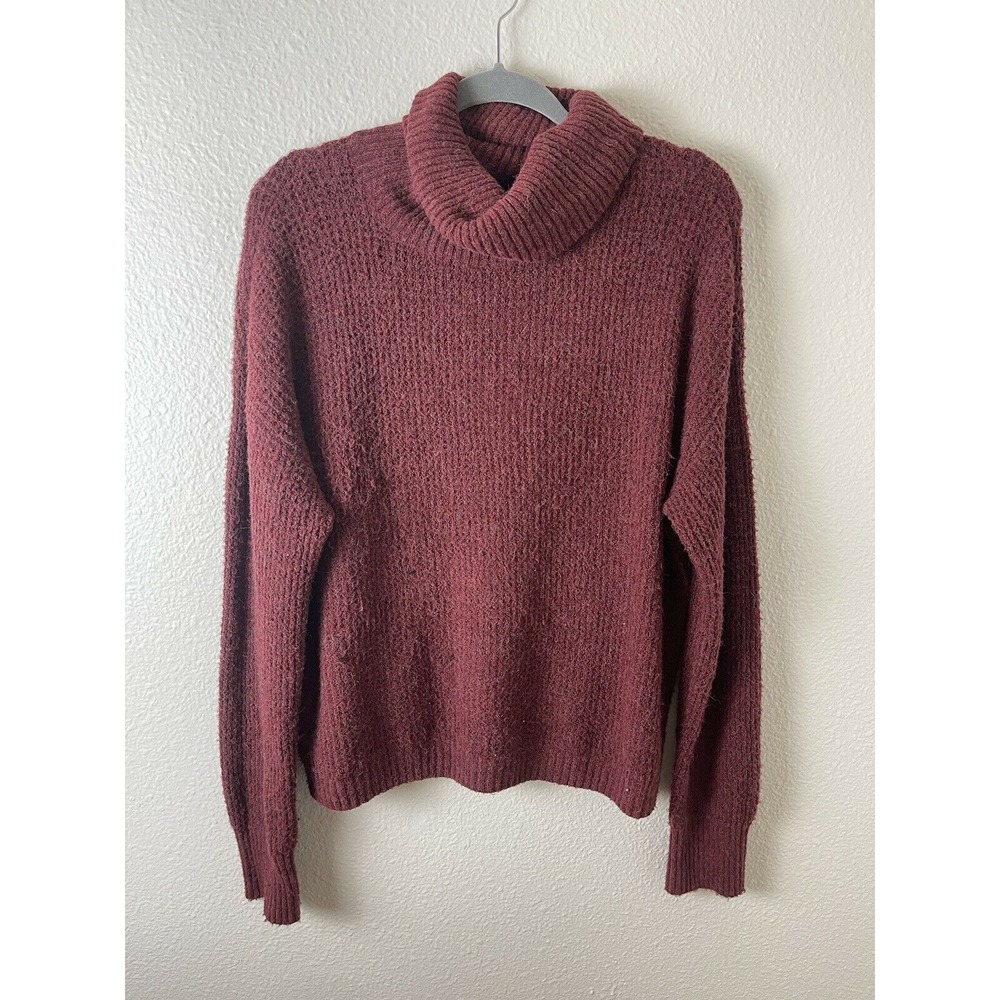Women's Nordstrom Abound Red Pomegranate Fuzzy Turtleneck Sweater L NWT